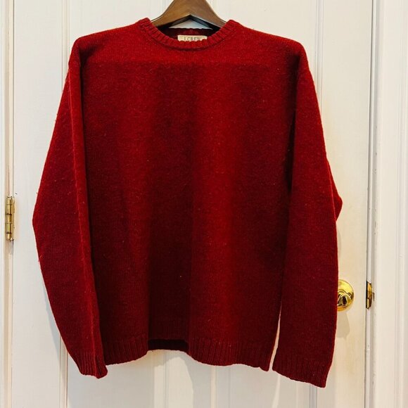 Vintage 90s J CREW Men's Shetland Wool Fisherman Crewneck Sweater Boxy Medium - Picture 2 of 16